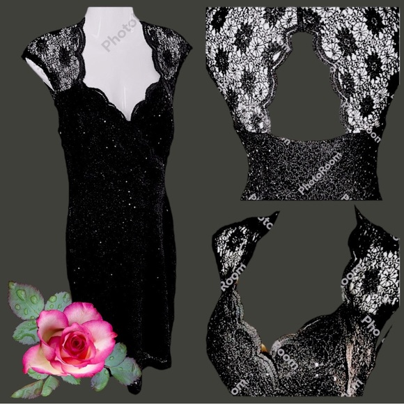 Like new! Elegant, Sexy Black Lace Cutout Party Dress. Midi. Size 8/10 - Picture 3 of 12